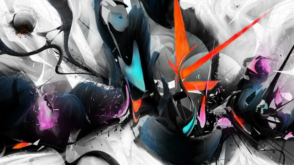 Vibrant Abstract Symphony in Red, Pink, and Blue – Mesmerizing HD Design Background Wallpaper