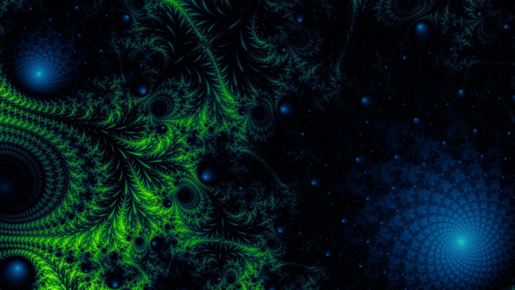 Vivid Abstract Kaleidoscope: A Mesmerizing 4K Wallpaper in Green and Blue Tones