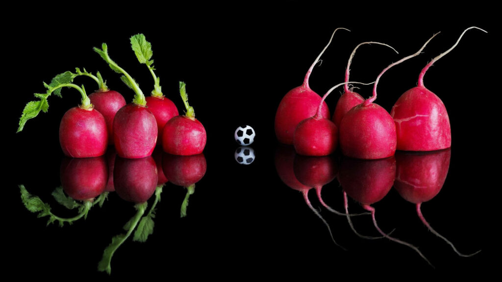 Radishes as Football Teams - Unique Wallpaper Background Design