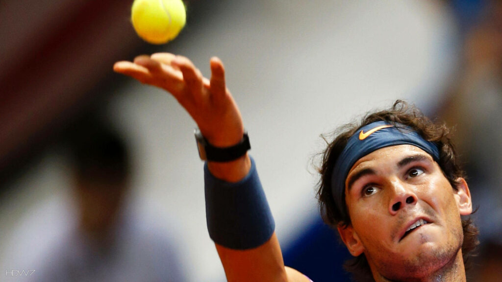 Rafael Nadal Intense Focus: Close-Up Wallpaper Background