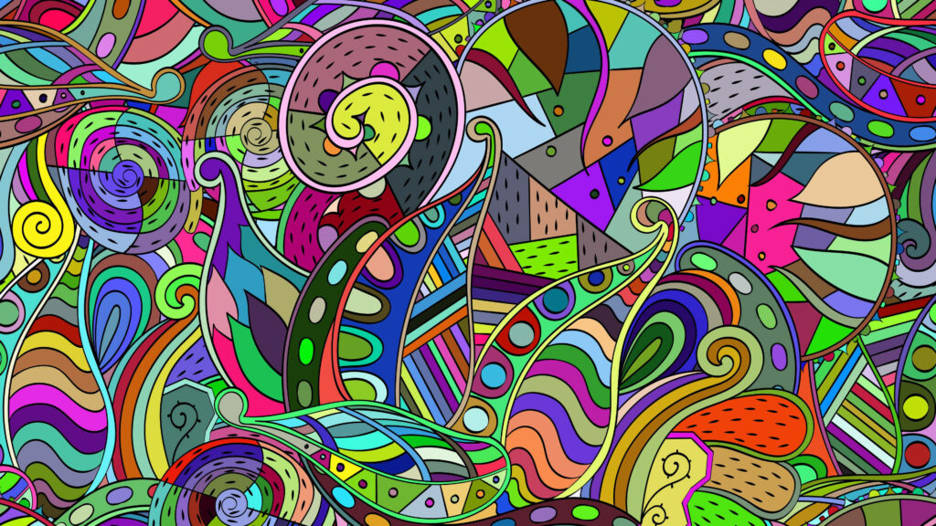 Rainbow Dreams: A Stunning 4k Doodle Wallpaper of Colorful Ornamental Design