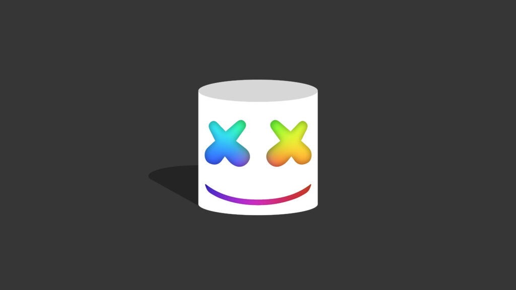 Rainbow Rhythms: Marshmello DJ Unleashes Vibrant Melodies in Masked Marvelry Wallpaper