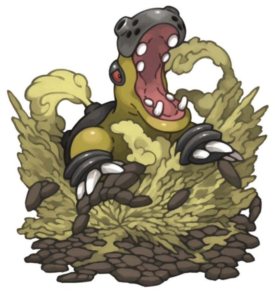 Hippowdon roaring in swirling sandstorm Ground-type Pokémon dynamic digital wallpaper background