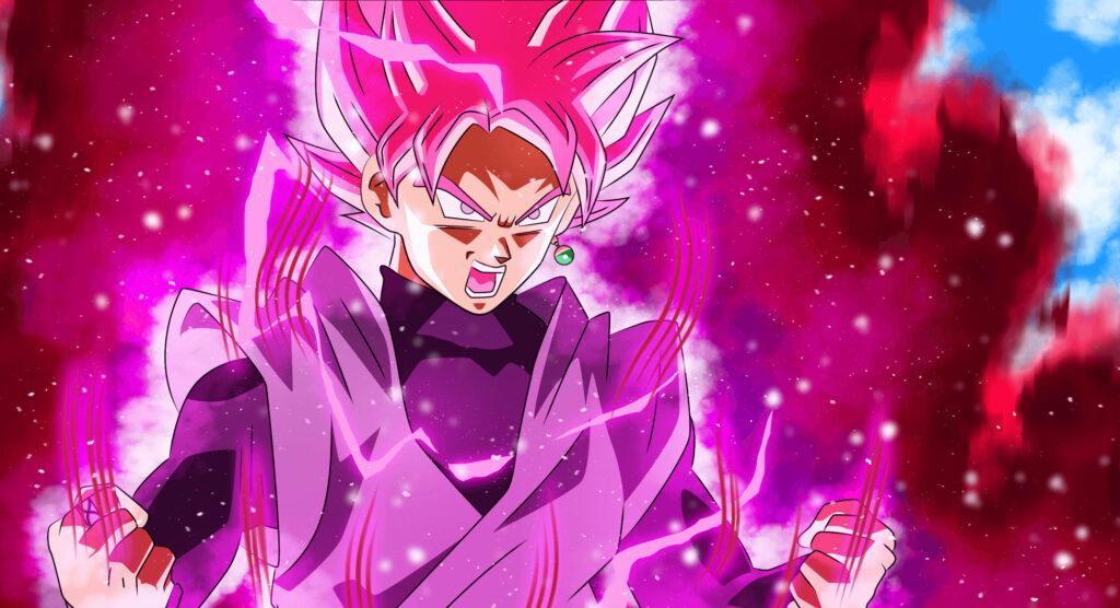 Rage in Bloom: Goku Black's Rose Fury Wallpaper