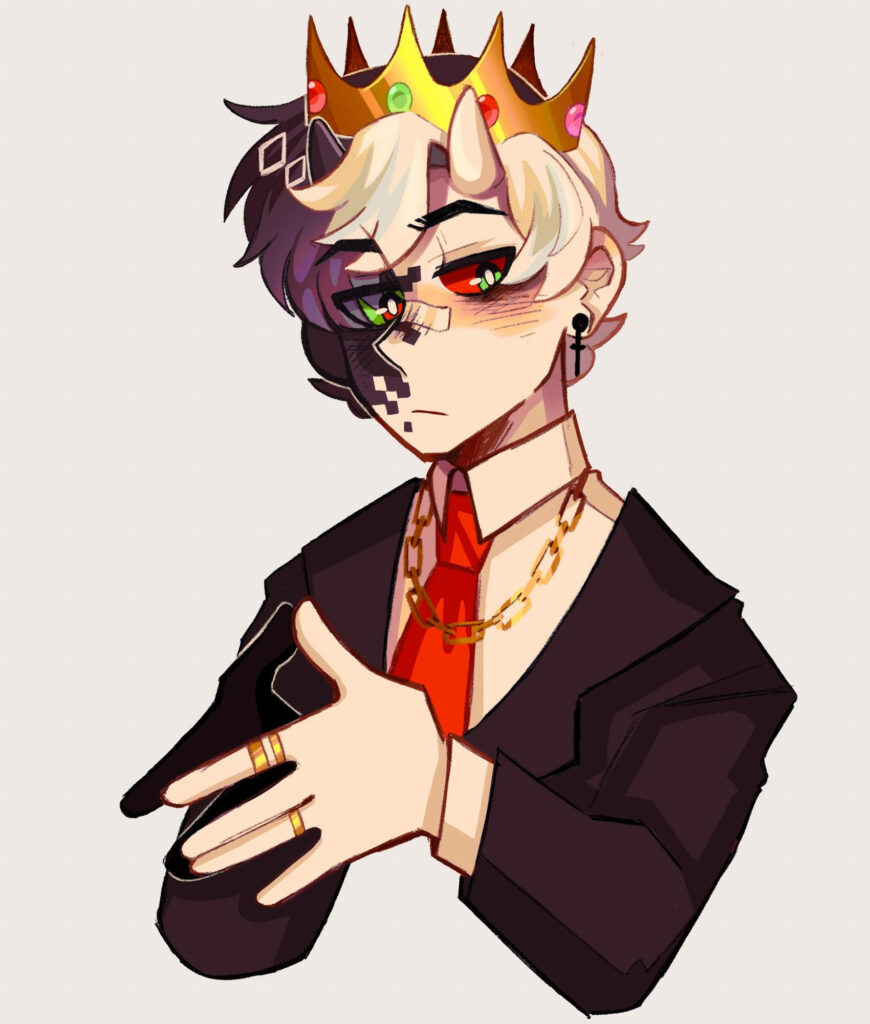 Unimpressed Ranboo: A Captivating DSMP Background Depicting Ranboo's Displeasure and Contemplative Gesture Wallpaper