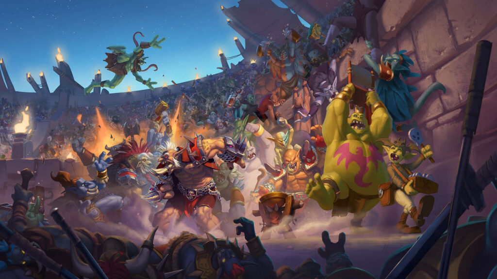 Vibrant Hearthstone Wallpaper: Rastakhan's Rumble Arena Battle