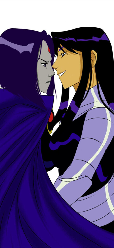 Raven and Blackfire intense face to face showdown dramatic moment bold colors wallpaper