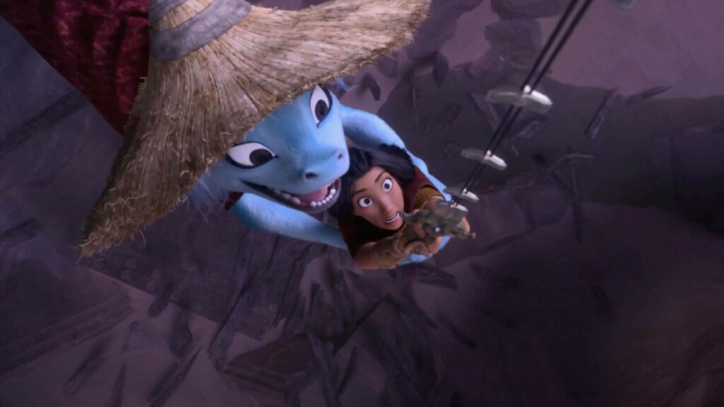 Raya and Sisu's Epic Fall - Adventure Wallpaper Background