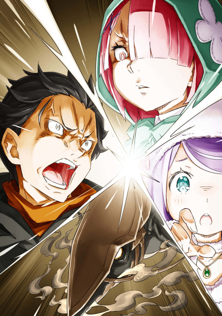 ReZero wallpaper intense Anastasia Hoshin and dynamic characters in dramatic action scene