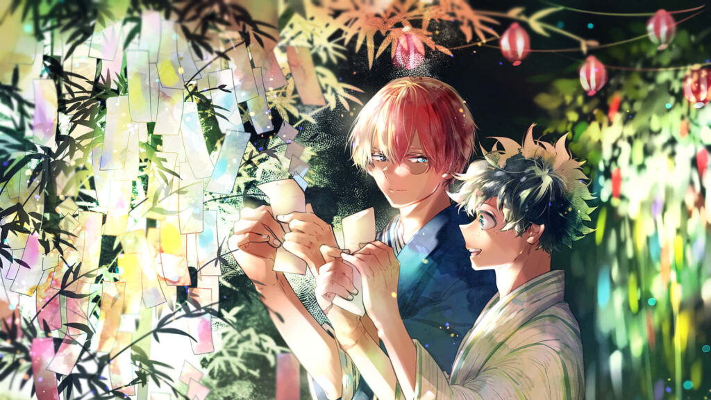 Bonds Sealed in Words: Deku and Todoroki's Touching Letters Reading Moment Wallpaper