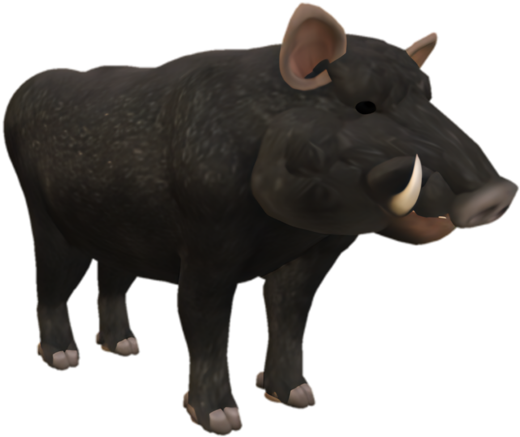 Realistic 3D Black Wild Boar Wallpaper - Rugged Texture & Tusks