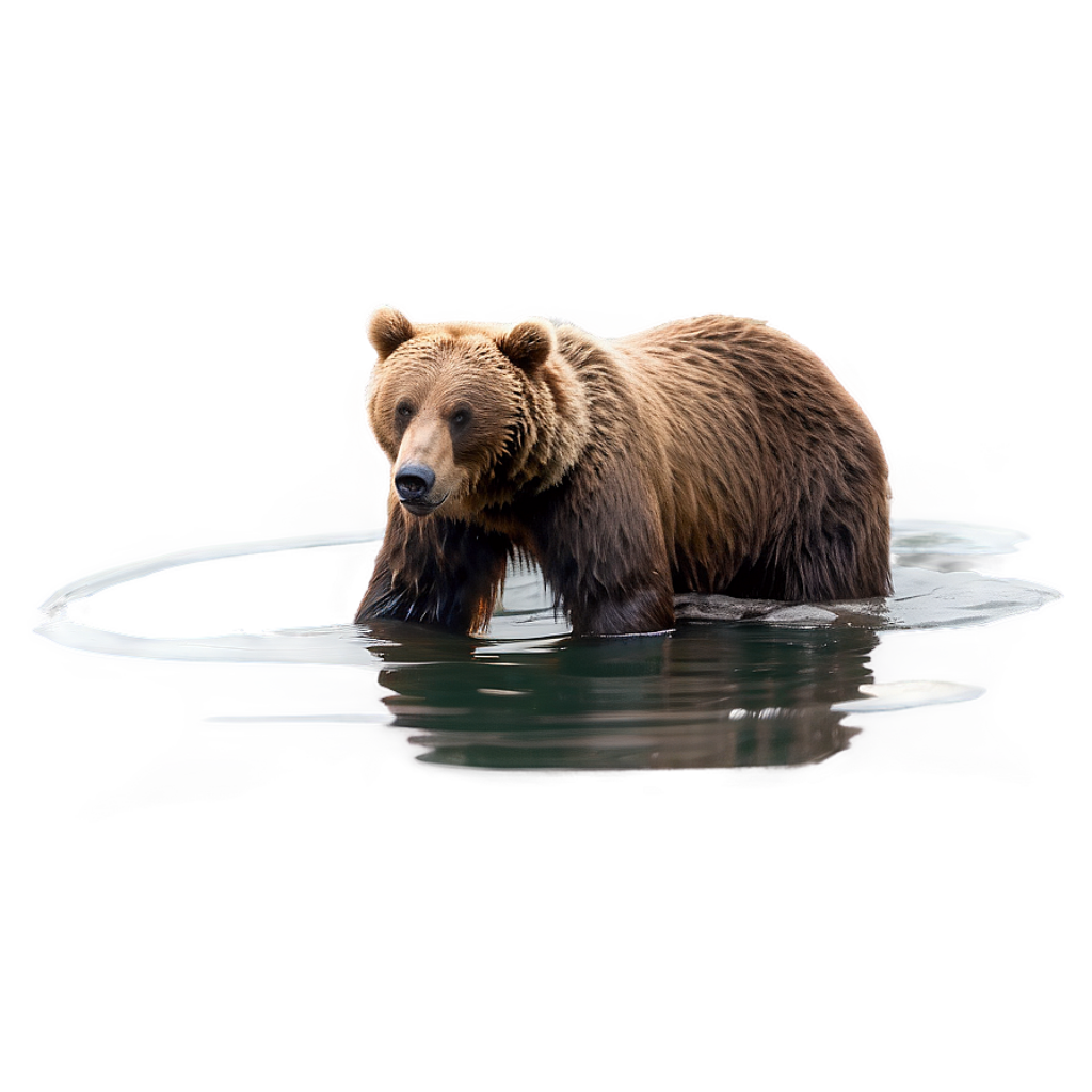Tranquil Bear Fishing Wallpaper: Realistic Nature Background