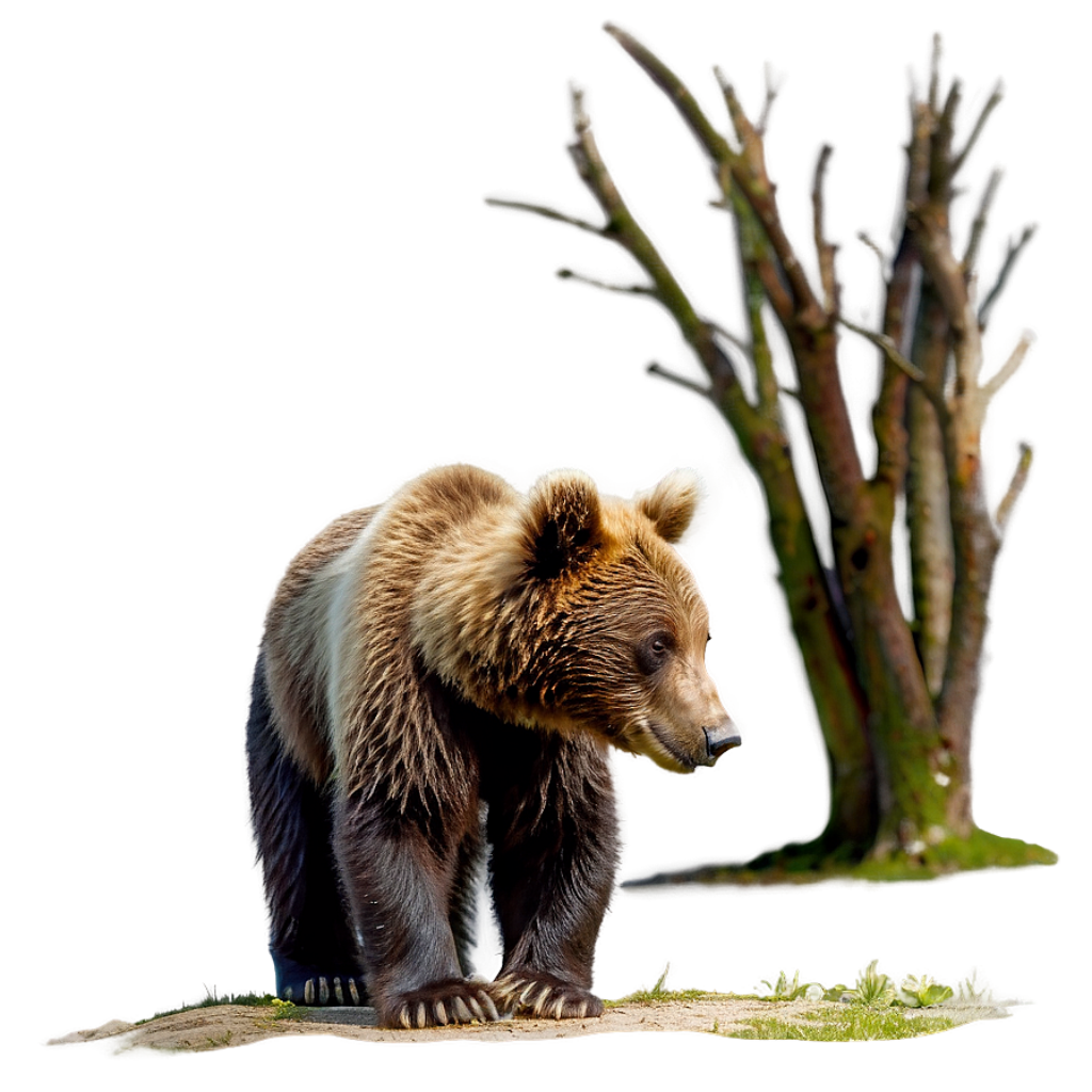 Realistic Bear Wallpaper in Sunlit Grass with Blurred Nature Background