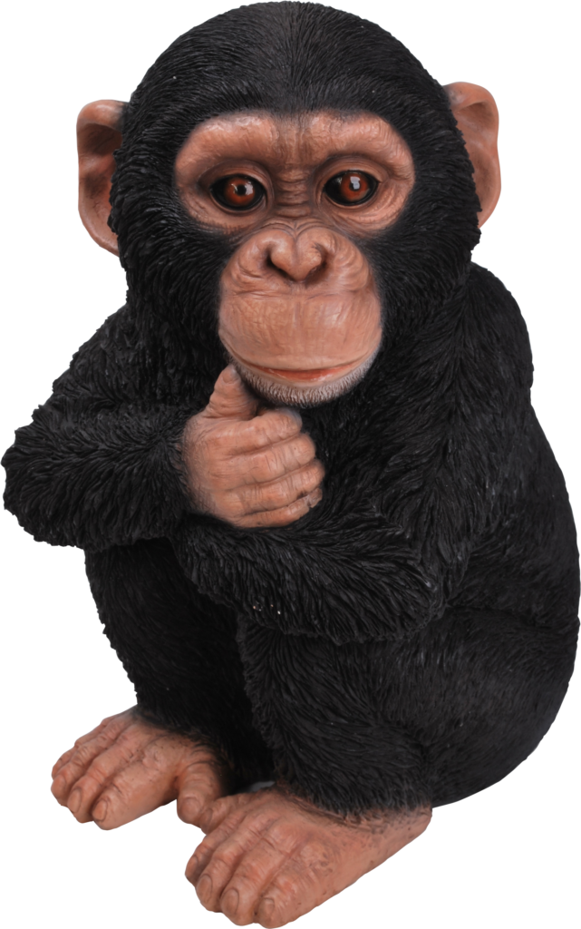 Realistic Chimpanzee Statue Wallpaper: Thoughtful Pose & Fur Details