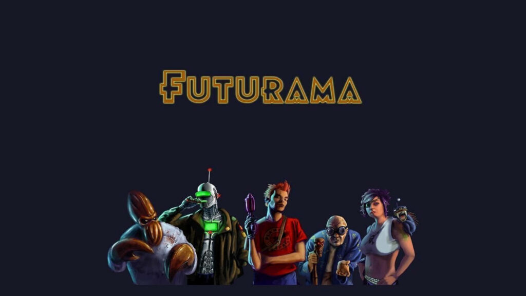 Futurama Iconic Characters Realistic Wallpaper on Dark Background
