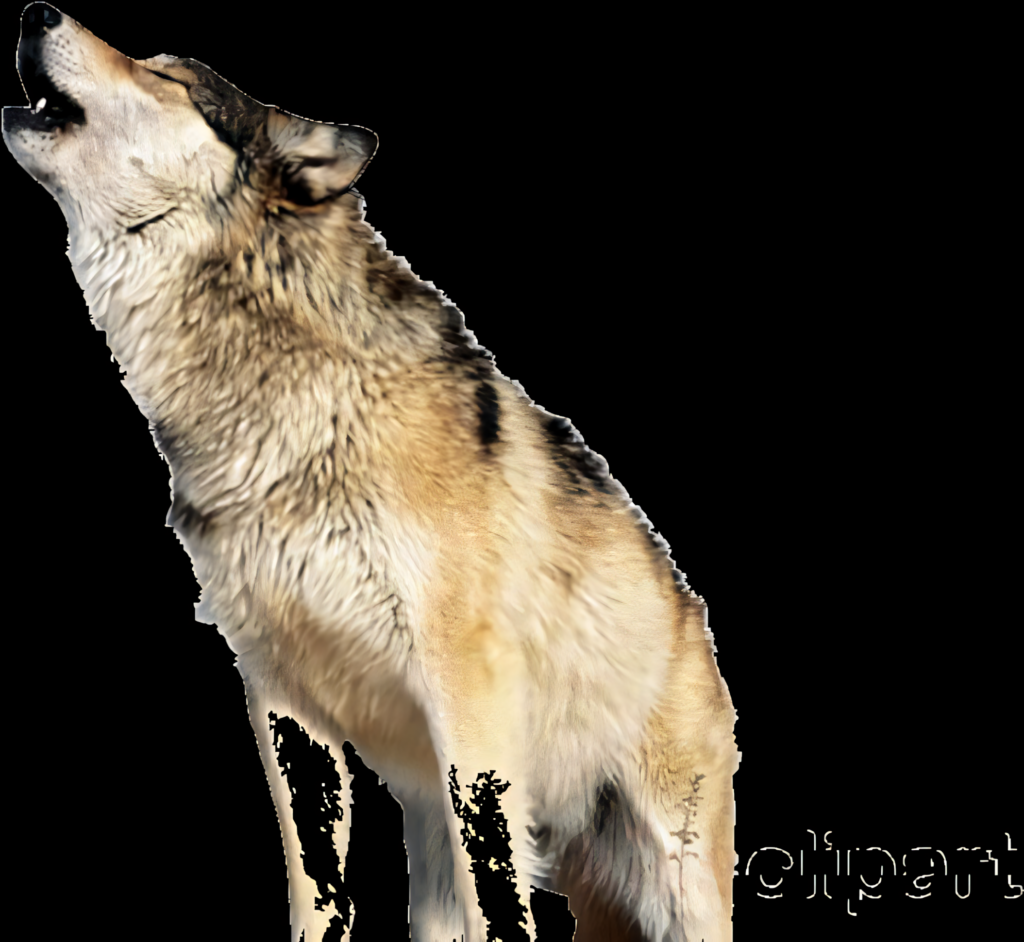Realistic Howling Wolf Image on Transparent Background for Digital Use Wallpaper
