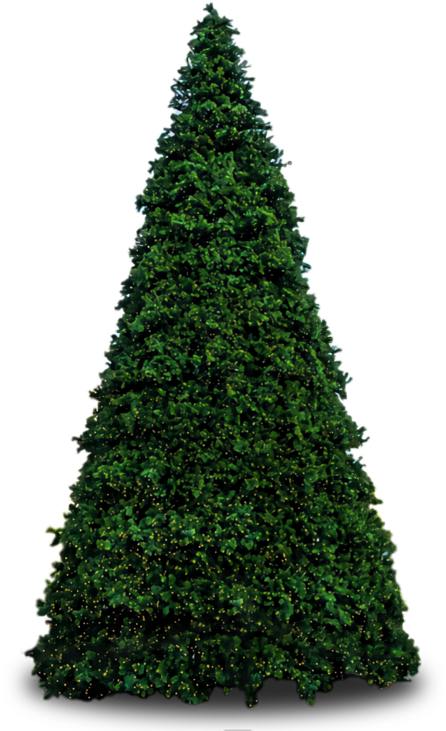 Realistic Lush Green Artificial Christmas Tree on Black Background Wallpaper