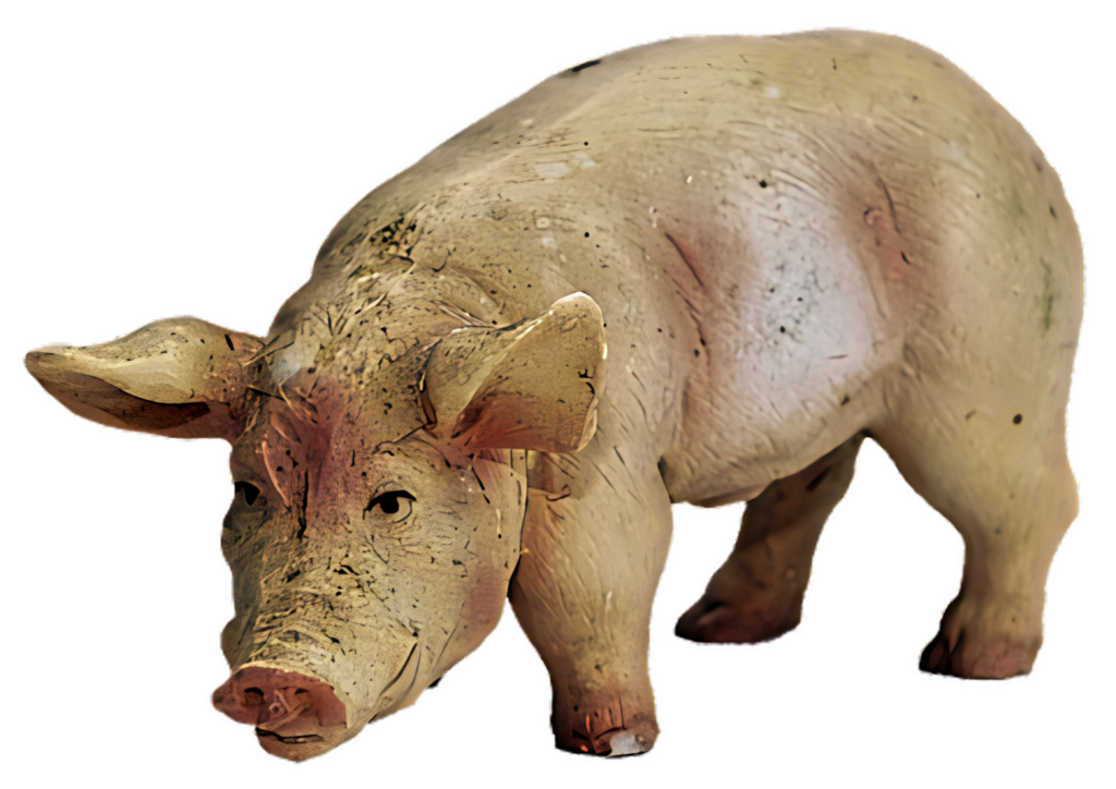 Realistic Pig Figurine Wallpaper on Black Background - Vivid Details