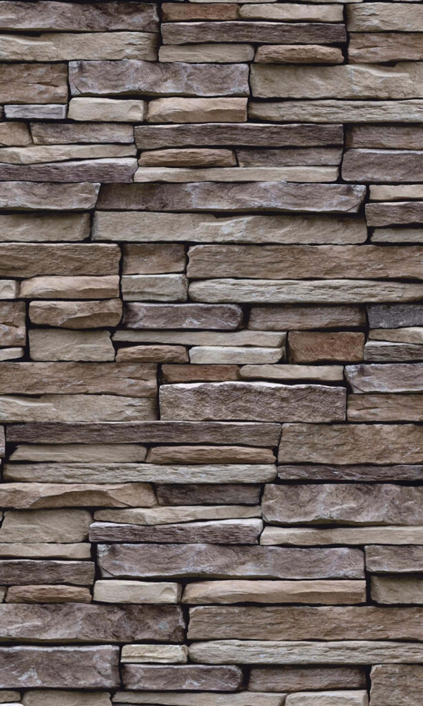 Realistic Stone Texture Wallpaper: Rustic Stacked Brick Design