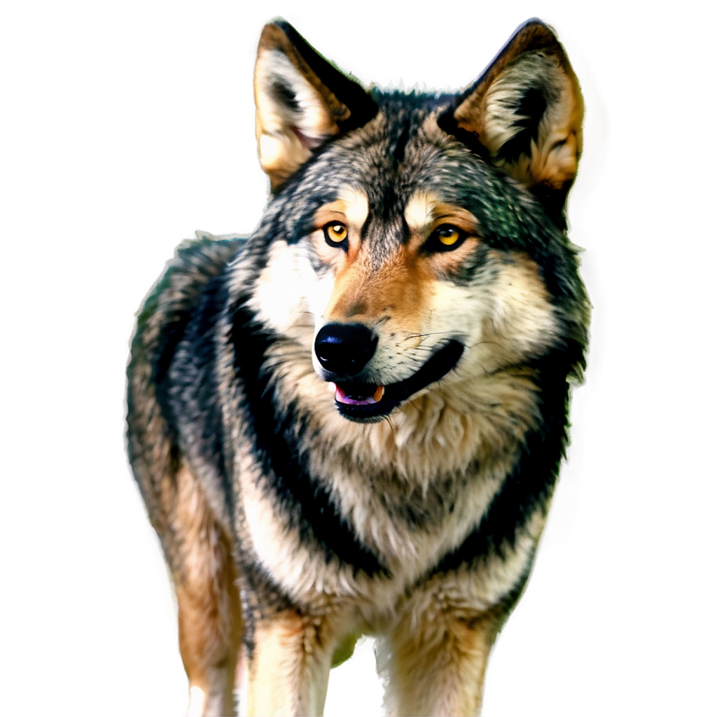 Realistic Wolf Wallpaper: Majestic Fur & Golden Eyes on Soft Background