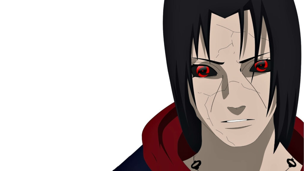 Resurrected Power: A Striking Close-Up of Akatsuki Itachi Uchiha's Reanimated Face Wallpaper
