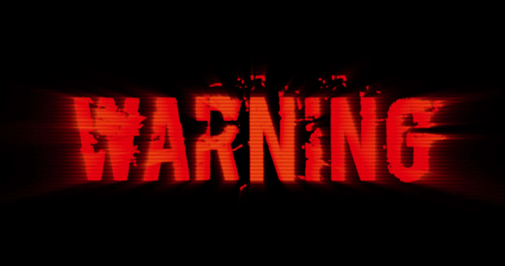 Fiery Red Alert: Striking Wallpaper with Bold Warning Caption on Black Background