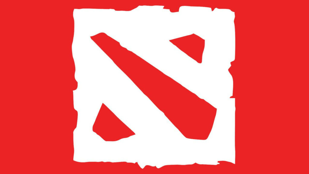 Vibrant Red Dota 2 Symbol on Clean White Background - Minimalist Wallpaper