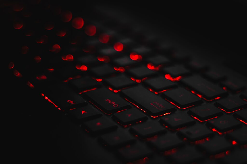 Stunning 6000x4000 Red Backlit Keyboard Wallpaper with Bokeh Effect