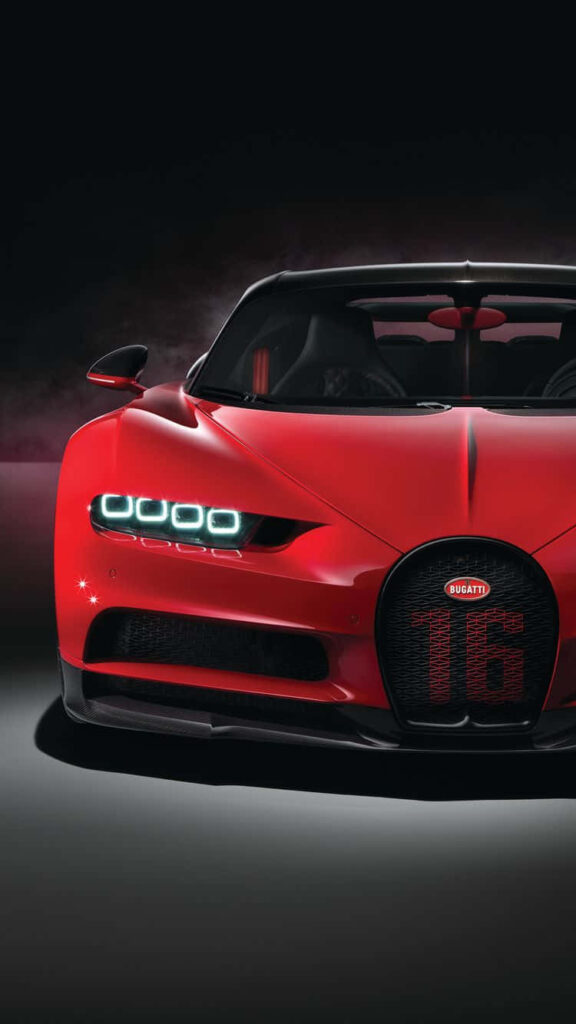 Sleek red Bugatti sports car iPhone wallpaper luxury high performance stylish background