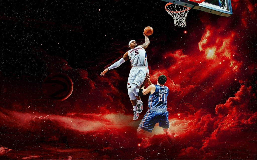 Red Sky Hoop Warriors in High Definition: Capturing the Passion of Basketball Wallpaper