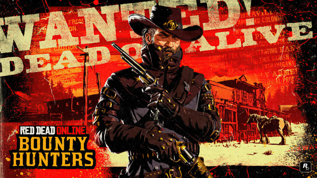 Rugged Cowboy Wallpaper: Intense Red & Black Wild West Scene