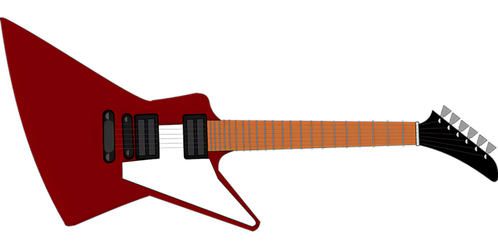 Vibrant Red Flying V Guitar Wallpaper for Music Lovers