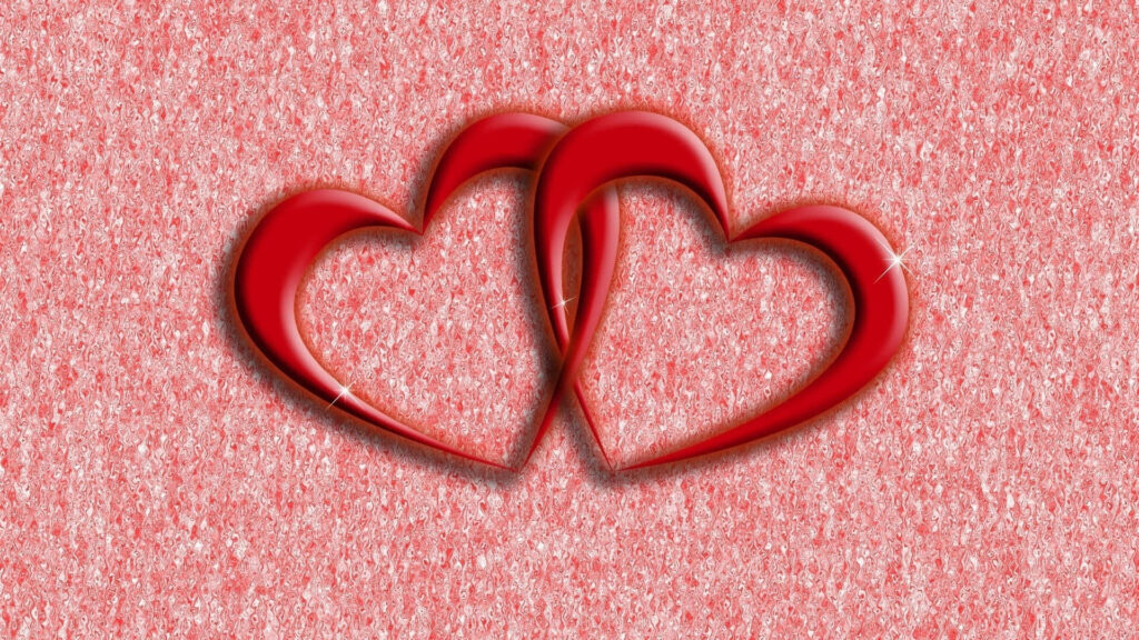 Romantic Red Hearts Wallpaper on Textured Pink Background
