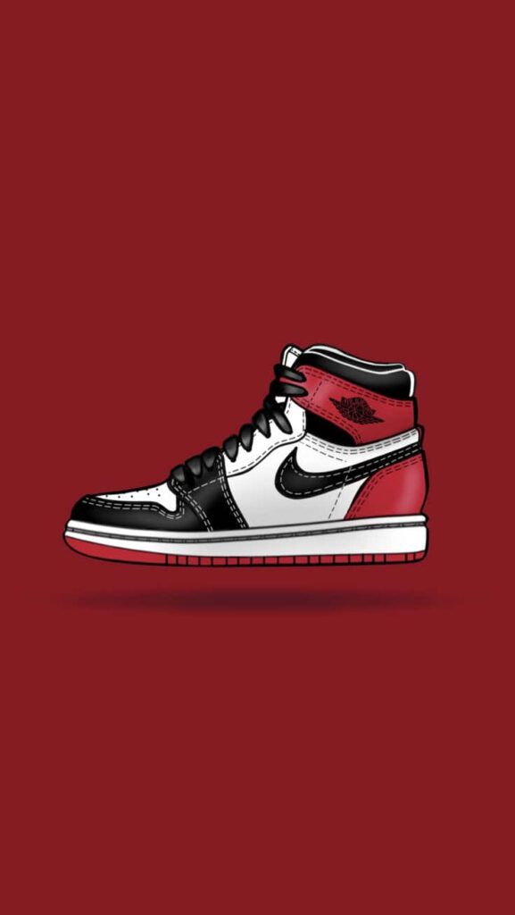 Strike in Style: Captivating Mobile Wallpaper of a Lustrous Red Air Jordan Basketball Shoe