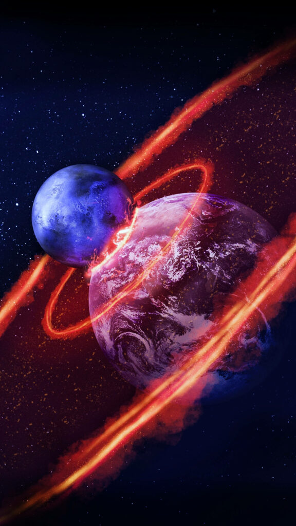Apocalyptic Encounter: Celestial Body Sparks Intense Magnetic Storm on Earth - Striking Iphone 6 Wallpaper