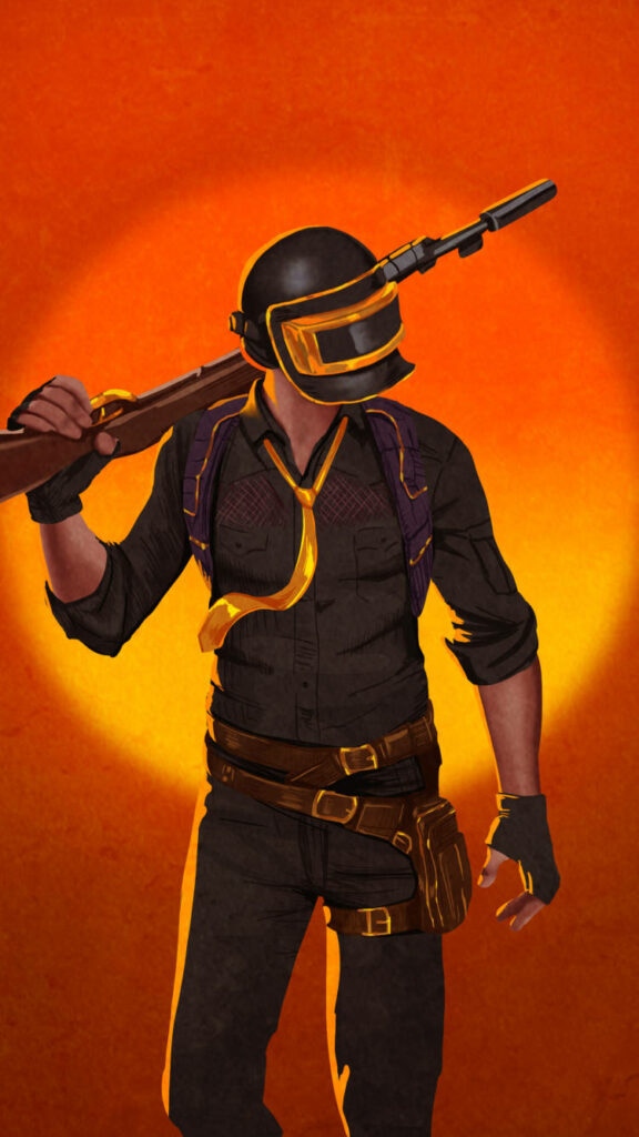 Fierce and Fiery: Red Orange PUBG Avatar Takes Aim in 4k Wallpaper