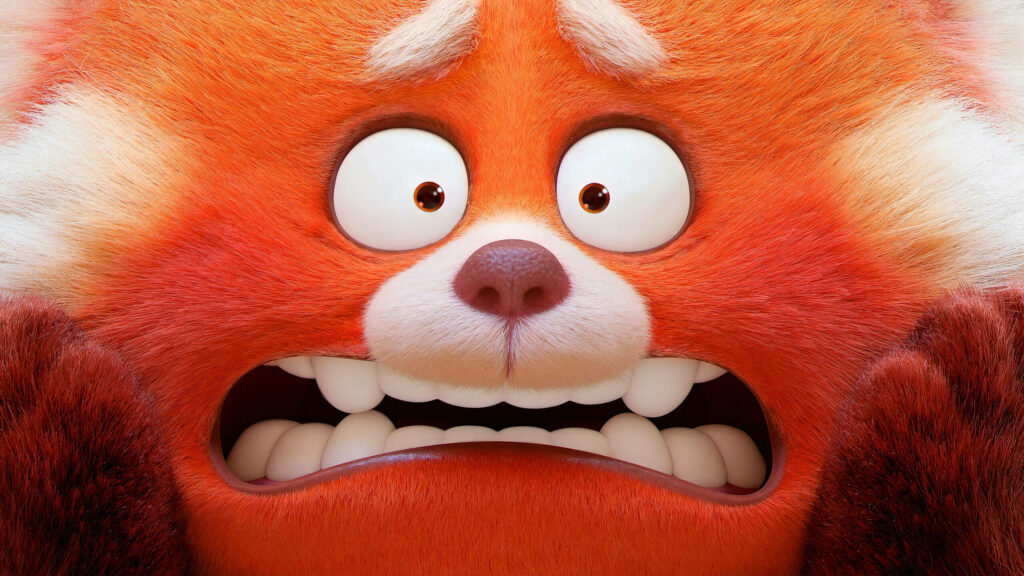 Vibrant Red Panda Wallpaper: Close-Up of Disney Pixar's Surprised Character