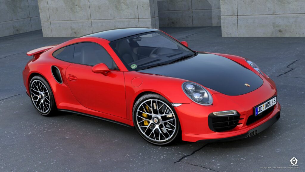 Stunning Red Porsche 911 Turbo S Wallpaper in Urban Setting