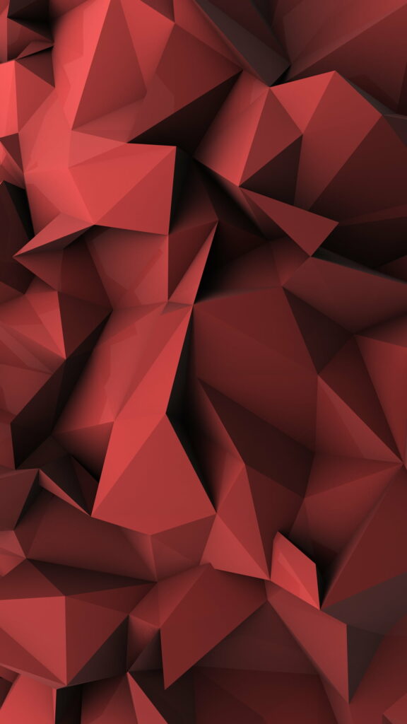 Abstract Polygonal Red Background: Vibrant 3D Arrangement for HD Phone Wallpaper