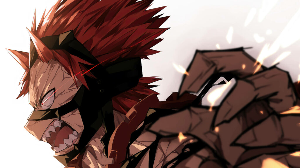 Red Riot Eijiro Kirishima anime wallpaper intense expression spiky red hair My Hero Academia
