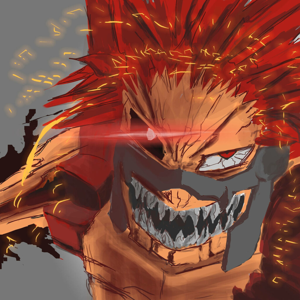 Red Riot Eijiro Kirishima intense bold style glowing eyes spiky red hair My Hero Academia wallpaper
