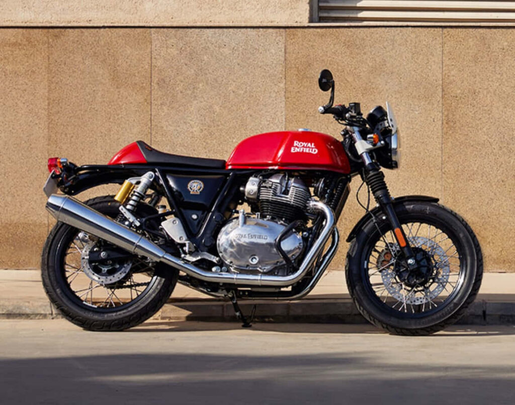 Striking Red Royal Enfield GT535 Cafe Racer Wallpaper Background