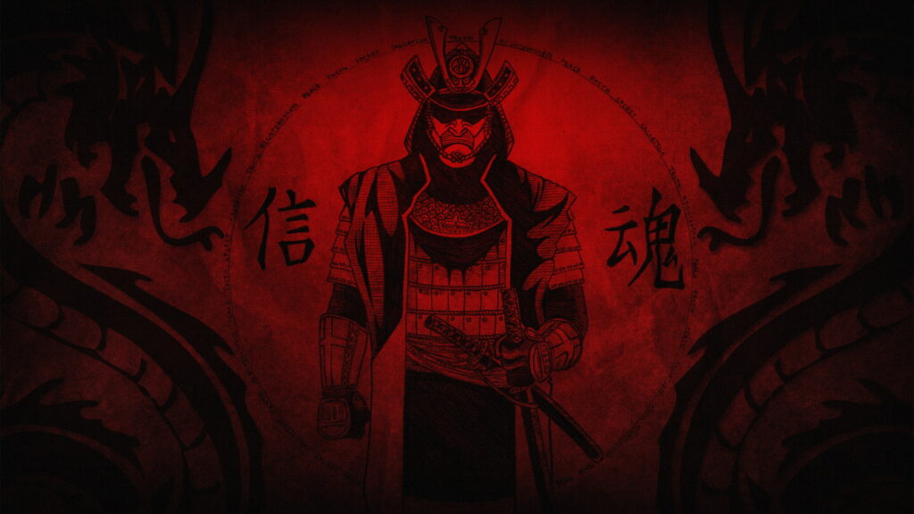 Ultra HD Red Samurai: A 2560x1440 Digital Art Masterpiece in 4K Wallpaper