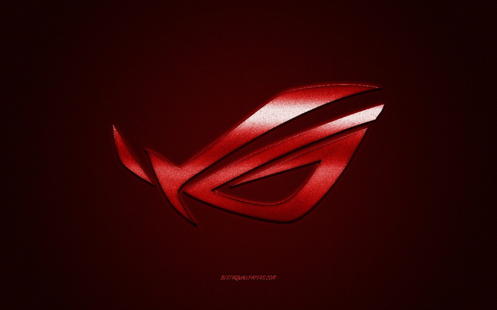 Shining Emblem of Gaming: Red Carbon ROG Logo Unveiled in Creative Art Wallpaper