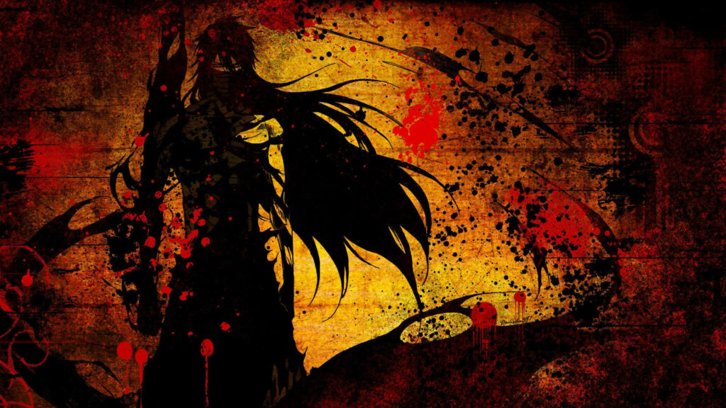 Explosive Elegance: A Dynamic Abstract Masterpiece Blending Vibrant Reds and Intricate Black Splatters Wallpaper