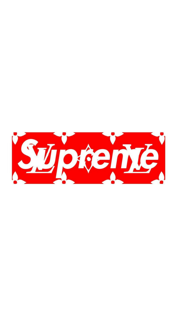Bold and Iconic: The Red Supreme Banner Pops Against a Clean White Backdrop Wallpaper