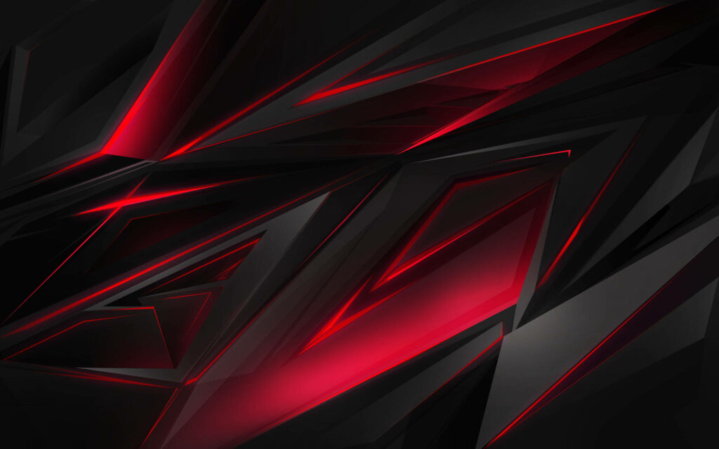 Fiery Geometry: A Red and Black Wallpaper with Glowing Shards