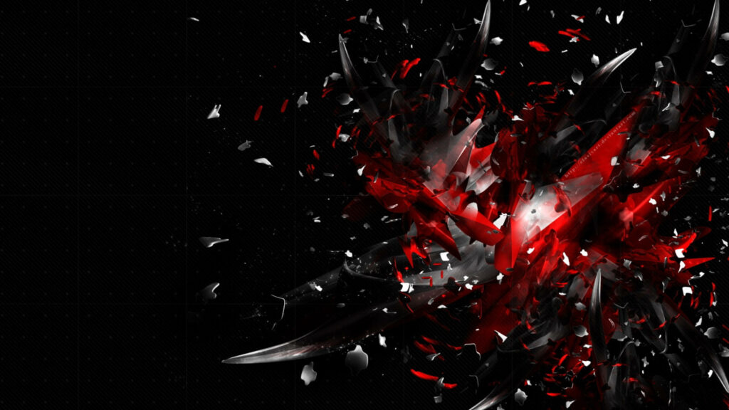Striking Red and Black Shattered Platonic Solid Wallpaper