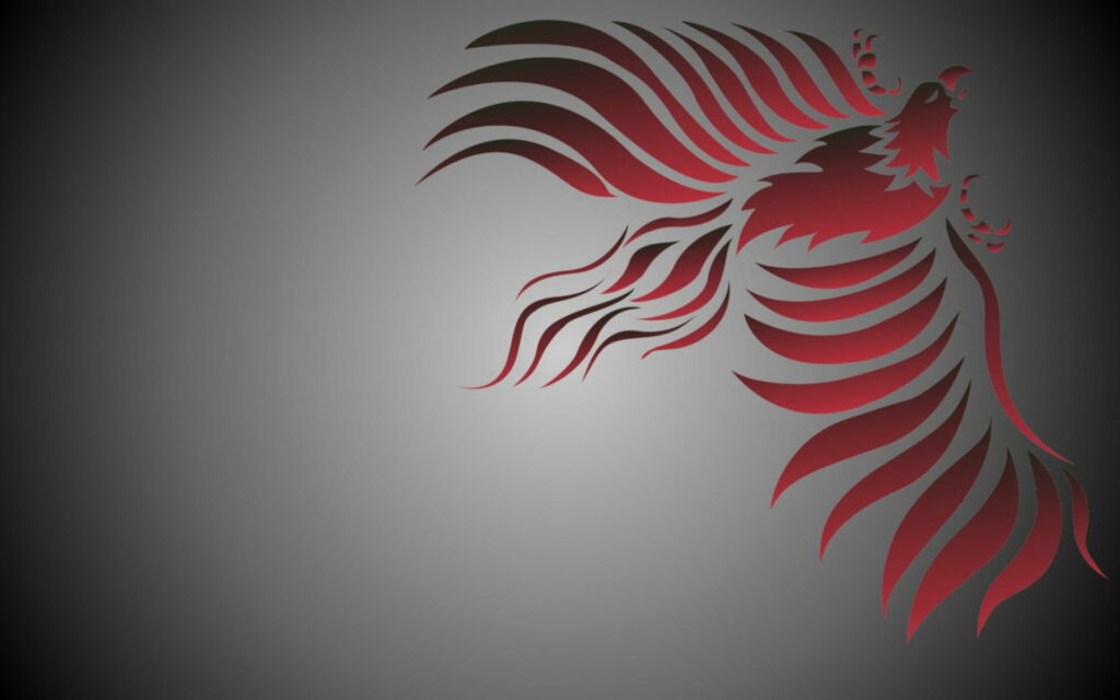 Rising from the Flames: A Majestic Red and Black Firebird Soaring in a Tribal Fantasy Scene - HD Wallpaper Background
