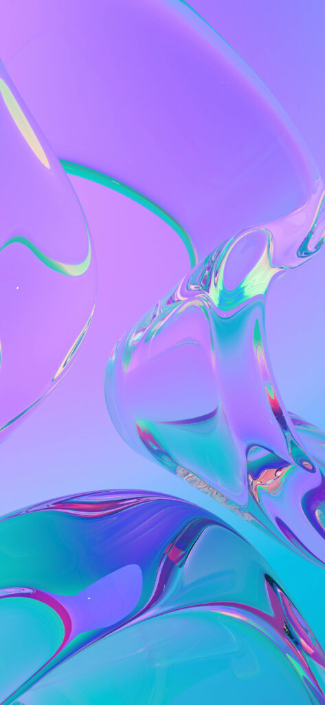 Enchanting Liquid Symphony: Vibrant Cyan and Blue Reflections in a Close-up Mobile 3D Wallpaper